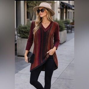 Soft Surroundings Raku knit tunic sweater multi-colored asymmetrical